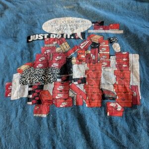 Blue Graphic Tee with Nike Sneaker Print Pre Owned